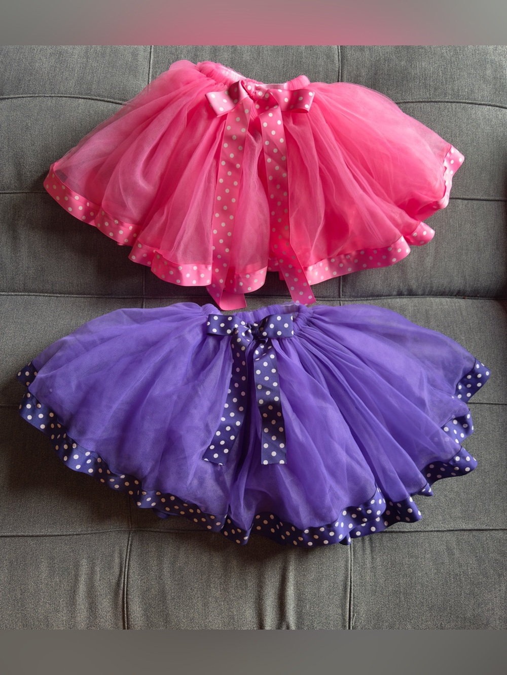 Girls’ Pink and Purple Polka Dot Tulle Tutus Size 4-7